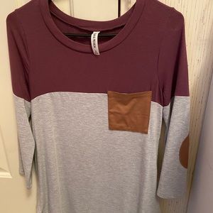 Zenana color block shirt with patches
